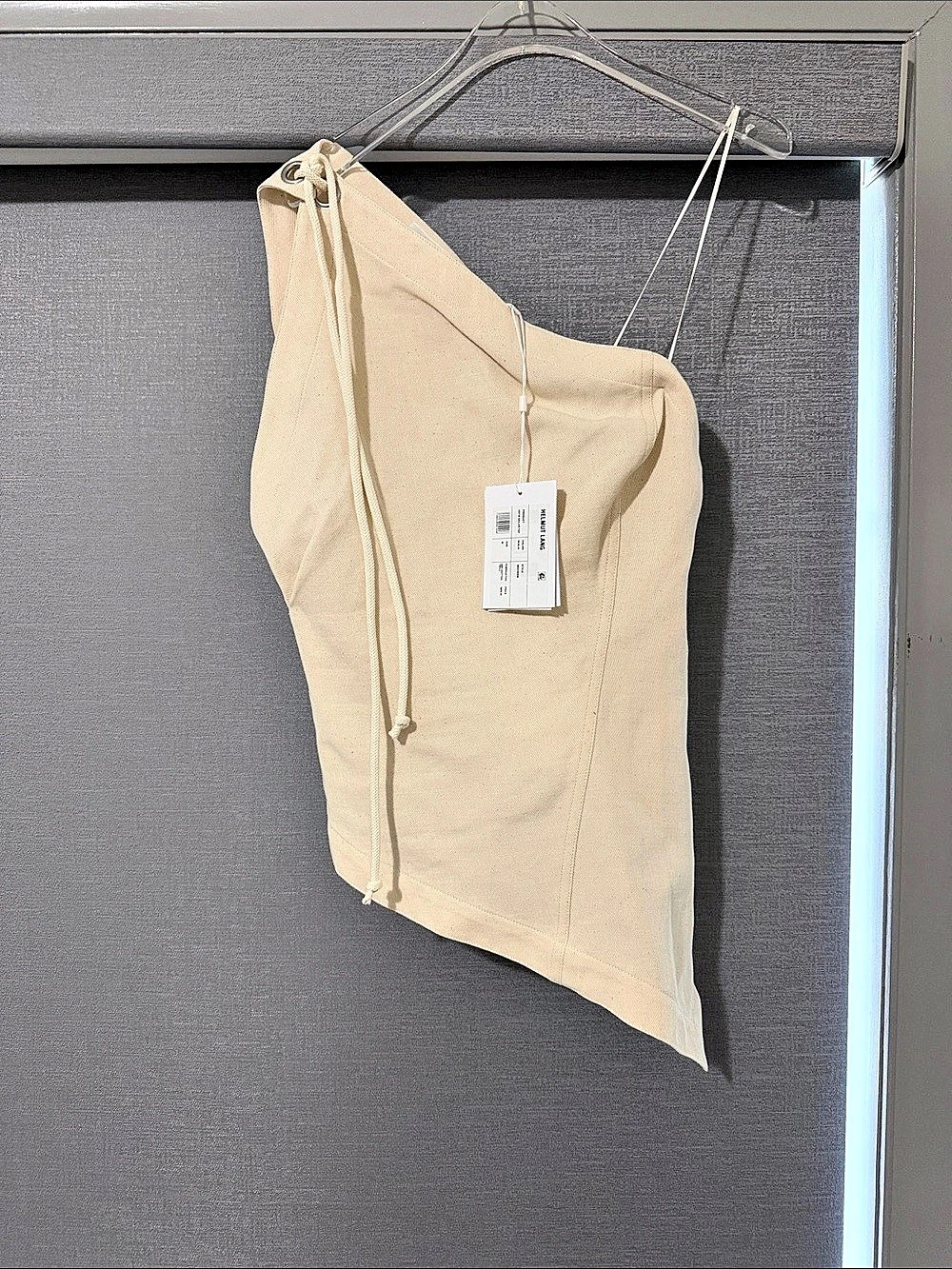 HELMUT LANG Asymmetric Top Asymmetric Cotton Top in Cream Size Medium NWT